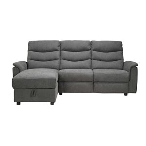 Sectionnel 2 morceaux Franklin HomeTrend avec chaise modulaire de rangement gauche en polyester gris