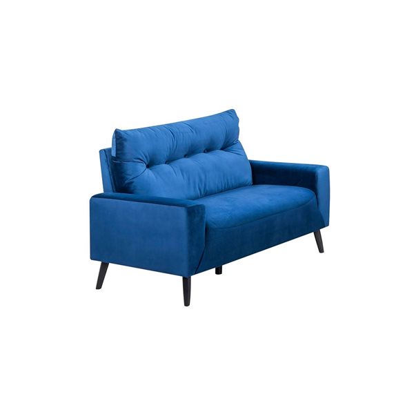 HomeTrend Veronica Navy Velvet Midcentury Loveseat