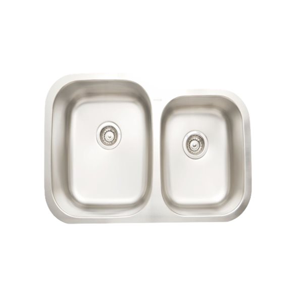 Unique Home Supplies 29.6-in W 2-Bowl 18 Gauge Stainless Steel Kitchen Sink