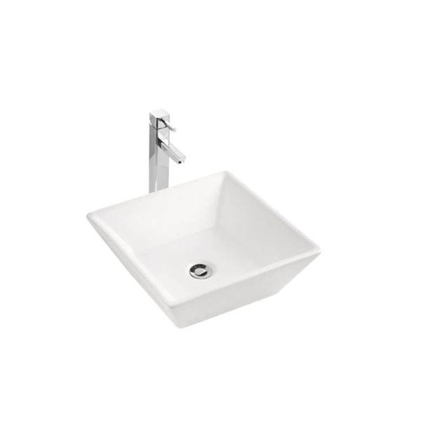 Unique Home Supplies 16.4-in W Above Counter Bathroom Vessel Sink Deck Mount Centre Drilling w/ Pop-Up in White