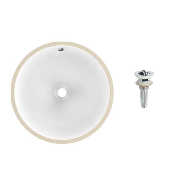 Unique Home Supplies 17-in W 17-inch D Round Undermount Sink w/ Pop-Up in White