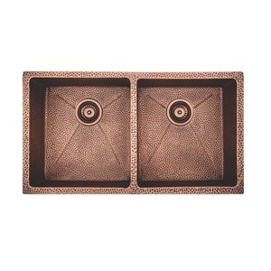 Unique Home Supplies 32-in W 2-Bowl 16 Gauge Copper Kitchen Sink