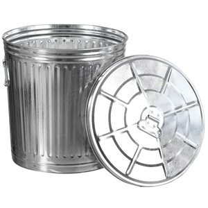 Gardenised Round Galvanized Steel 45-L Trash Can w/ Secure Lid