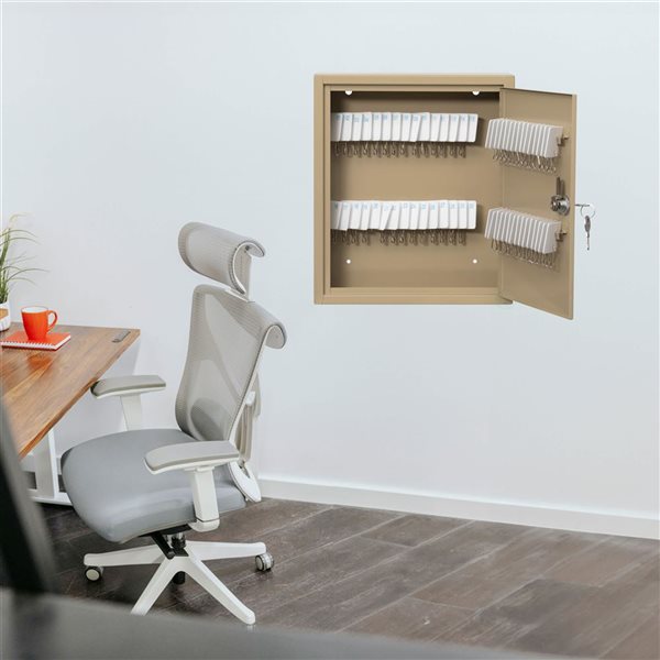 Basicwise 60-Key Wall Mount Security Steel Cabinet w/ Tags and Lock