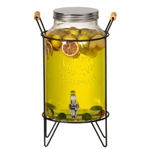 Basicwise 6-L Glass Beverage Dispenser w/ Metal Stand