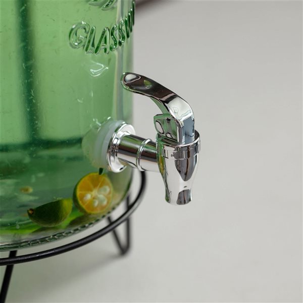 Basicwise 6-L Glass Beverage Dispenser w/ Metal Stand