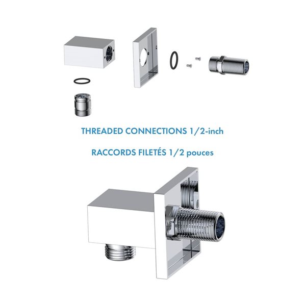 akuaplus 1/2-in Brass Wall-Mount Shower Elbow with Flange - Chrome