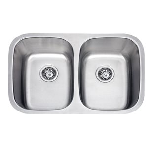 Évier de cuisine double en acier inoxydable Traditional B803 de Bristol Sinks 18,5 L. x 29 po l. installé sous comptoir