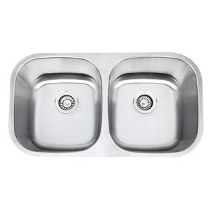 Évier de cuisine double en acier inoxydable Traditional B805 de Bristol Sinks 18 L. x 32,5 po l. installé sous comptoir