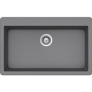 Évier de cuisine gris Virtuo Granite B319 de Bristol Sinks 18,5 L. x 33 po l. installé sous comptoir