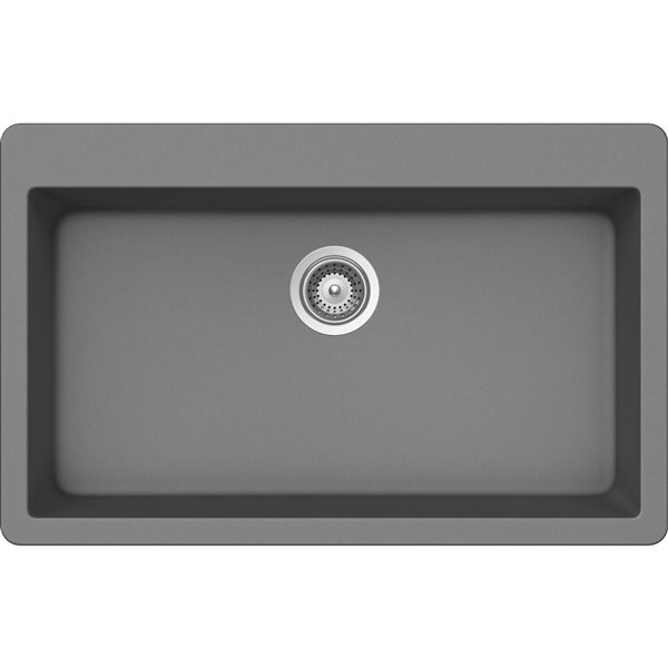 Bristol Sinks Virtuo Granite B319 Undermount 18.5 L x 33-in W Grey Single Bowl Kitchen Sink