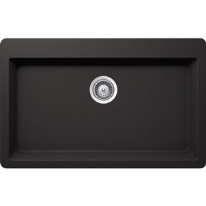 Évier de cuisine noir Virtuo Granite B317 de Bristol Sinks 18,5 L. x 33 po l. installé sous comptoir
