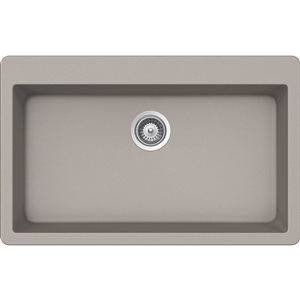 Bristol Sinks Virtuo Granite B336 Undermount 18.5 L x 33-in W Grey Single Bowl Kitchen Sink