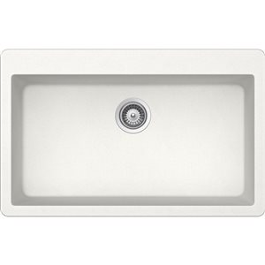 Évier de cuisine blanc Virtuo Granite B342 de Bristol Sinks 18,5 L. x 33 po l. installé sous comptoir