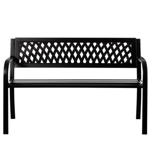 Gardenised Black Steel Outdoor Bench