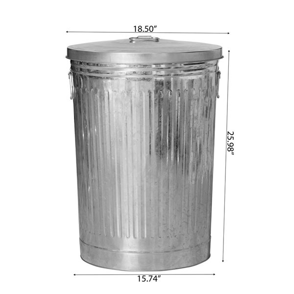 Gardenised Galvanized Steel 98-L Trash Can