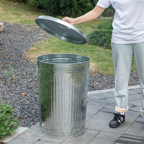 Gardenised Galvanized Steel 98-L Trash Can