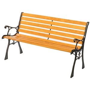 Gardenised Wooden Outdoor Bench w/ Steel Frame