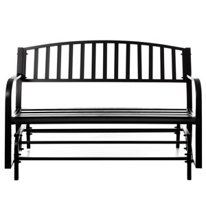 Gardenised Black Steel Outdoor Swing Bench
