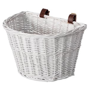 Wickerwise White Wicker Front Cargo Bike Basket