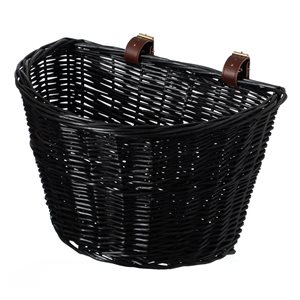 Wickerwise Black Wicker Front Cargo Bike Basket