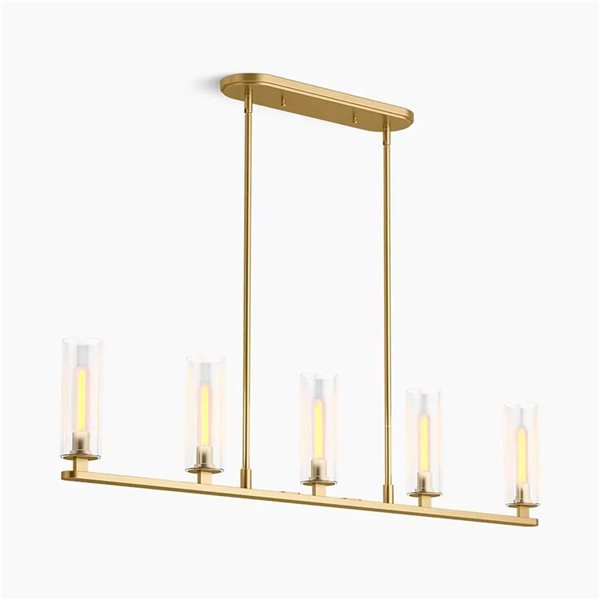 Suspension 5 Lumières Abat-jour Verre Goutte D'eau