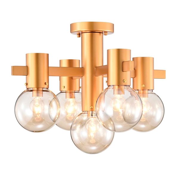 Home Accessories Inc Wellmian 18-in L 5-Light Matte Gold Semi-Flush Mount Ceiling Light