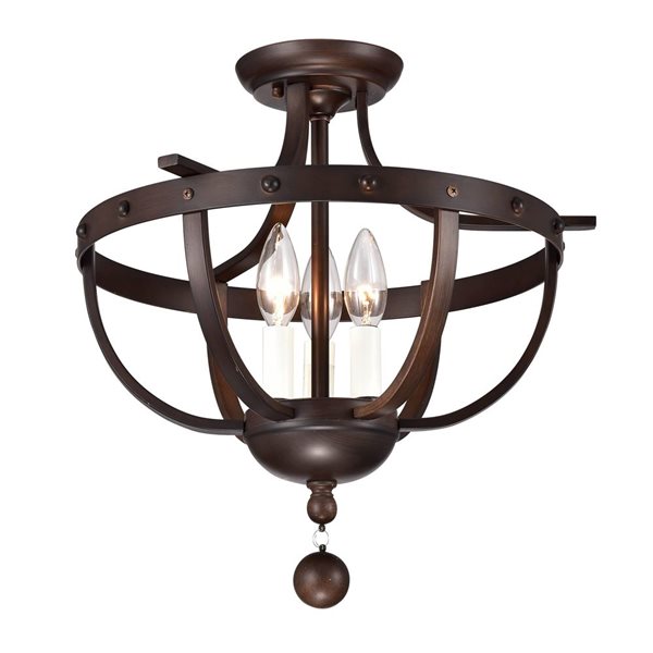Home Accessories Inc Bopelo 16-in L Dark Bronze 3-Light Semi-Flush Ceiling Light
