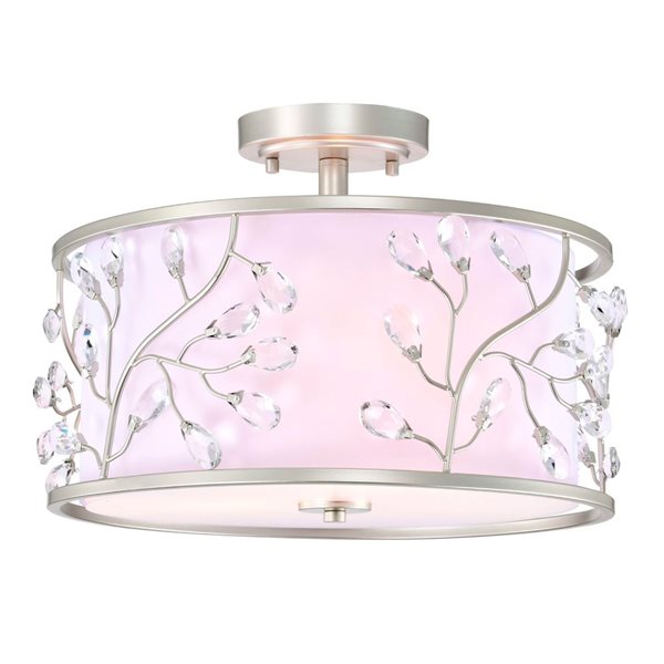 Home Accessories Inc Lala 20-in L Silver Crystal 3-Light Semi-Flush Mount Ceiling Light