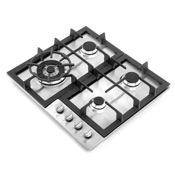 Cosmo 24-in Gas Cooktop with 4 Sealed Cast-Iron Burners - Stainless Steel