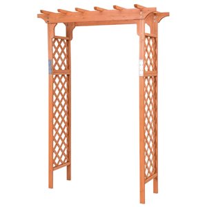 Costway Arbor Outdoor Over 7-ft High Wooden Garden Arch Trellis Pergola - Brown