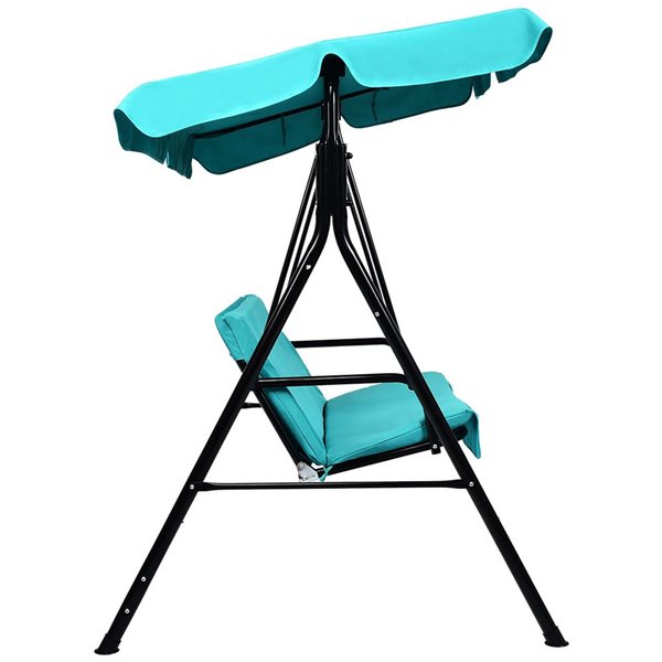 Costway Loveseat Patio Canopy Swing with Cushioned Hammock - Blue