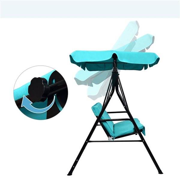 Costway Loveseat Patio Canopy Swing with Cushioned Hammock - Blue