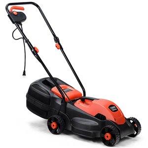 Costway 12 Amp 14-in Electric Corded Push Lawn Mower with Grass Bag - Red