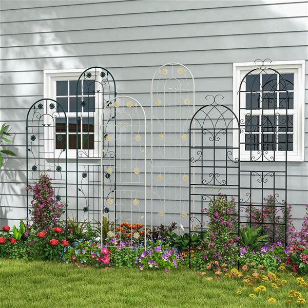 Costway 2-Pack Rustproof Steel Wire Arch Garden Trellis Panel - White