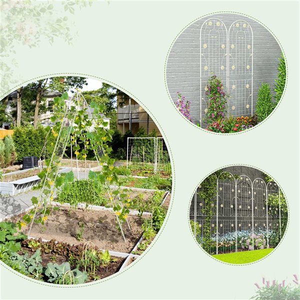 Costway 2-Pack Rustproof Steel Wire Arch Garden Trellis Panel - White