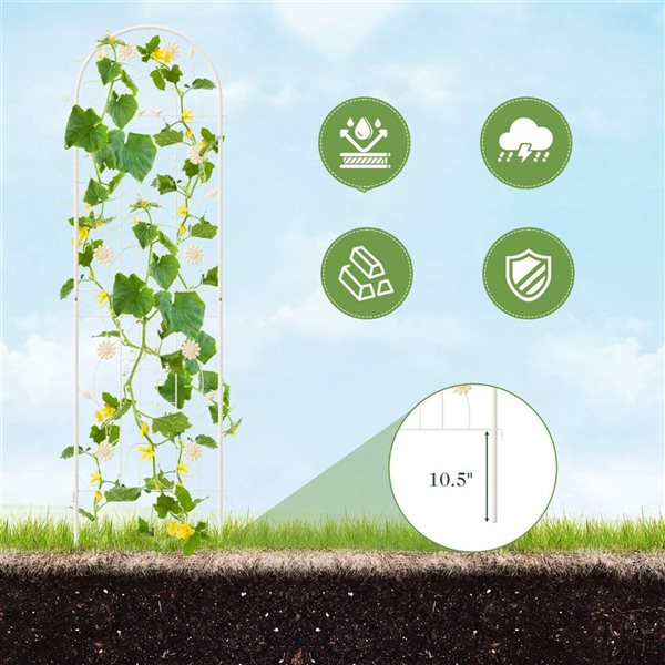 Costway 2-Pack Rustproof Steel Wire Arch Garden Trellis Panel - White