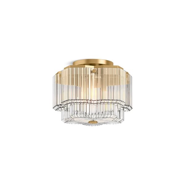 KOHLER Occasion 15-in W Flush-Mount Ceiling Light - Modern Brushed Brass