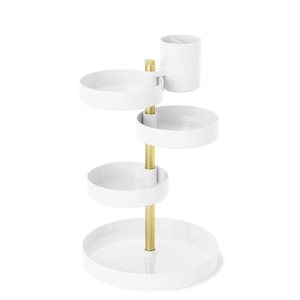 Umbra Pirouette 9 x 13.63 x 9-in Plastic 5-Tier Cosmetics Organizer - White/Gold