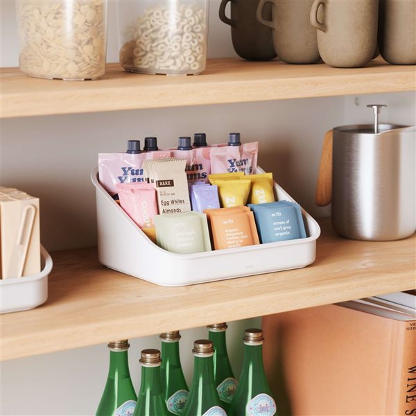 Umbra Bellwood Plastic and Wood 3-Section Counter Organizer - White/Natural