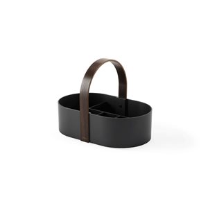 Umbra Bellwood 9 x 7.75 x 12-in Plastic and Wood Storage Caddy - Black/Walnut