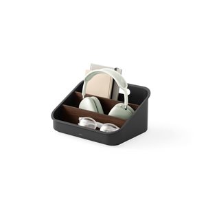 Umbra Bellwood Plastic and Wood 3-Section Counter Organizer - Black/Walnut