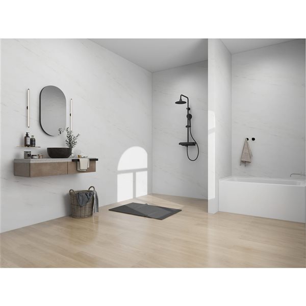 Vanity Art 48 L x 32-in W Acrylic Matte Black Rectangular Alcove Skirt Bathtub w/ Right Overflow and Drain