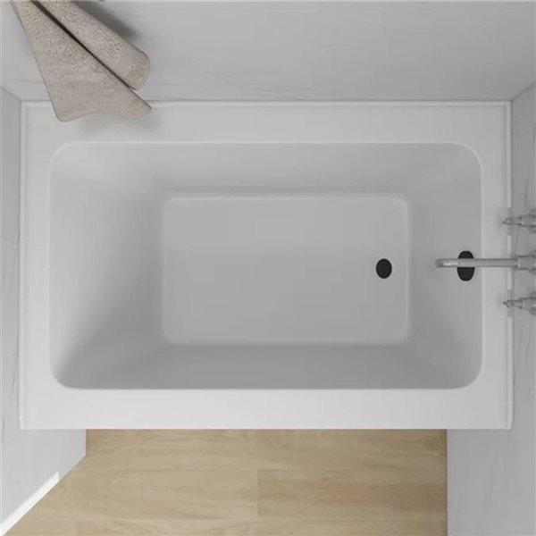 Vanity Art 48 L x 32-in W Acrylic Matte Black Rectangular Alcove Skirt Bathtub w/ Right Overflow and Drain