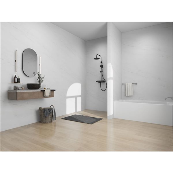 Vanity Art 60 L x 32-in W Acrylic Matte Black Rectangular Alcove Skirt Bathtub w/ Right Overflow and Drain