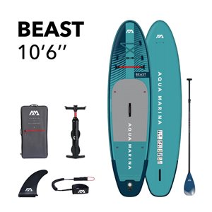 Planche à pagaie debout gonflable Beast Aqua Marina 10 pi L. x 32 po l. en PVC pour utilisation sur eau calme