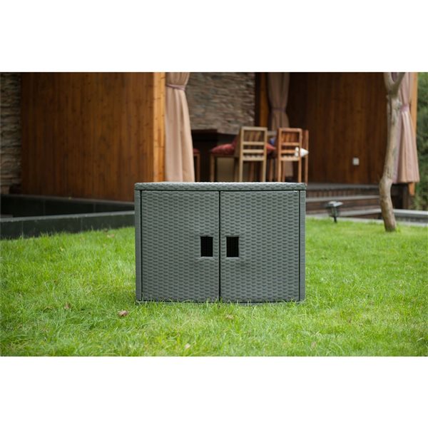 MSpa 12 W x 31.5-in L Grey 140-L Wicker Accessories Cabinet Storage Unit For Round Spa