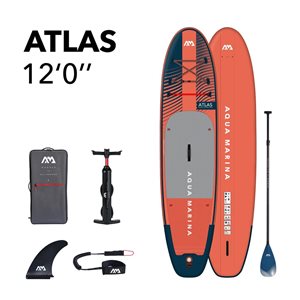 Planche à pagaie debout gonflable Atlas Aqua Marina 12 pi L. x 34 po l. en PVC pour utilisation sur eau calme