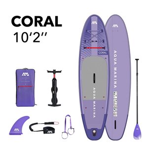 Planche à pagaie debout gonflable Coral Aqua Marina 10 pi L. x 31 po l. en PVC pour utilisation sur eau calme