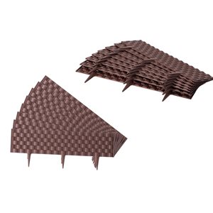 Set of 8 Pcs Decorative Rattan-Inspired Plastic Landscape Edging and Garden Fence Borders in a Rich Coffee Hue for Lawn